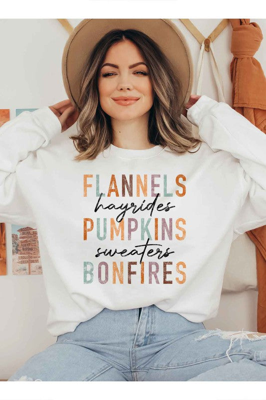 Flannels, Hayrides, Pumpkins Sweatshirt(PLUS)