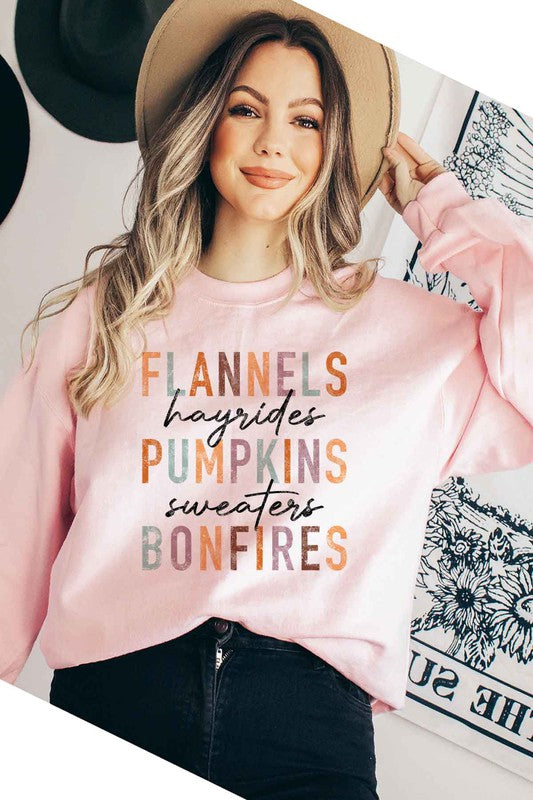 Flannels, Hayrides, Pumpkins Sweatshirt(PLUS)