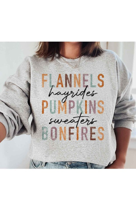 Flannels, Hayrides, Pumpkins Sweatshirt(PLUS)