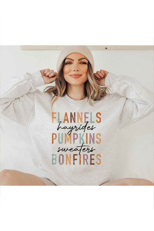 Flannels, Hayrides, Pumpkins Sweatshirt(PLUS)